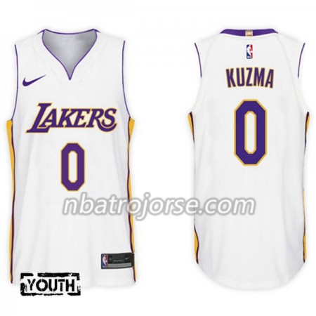 Barn Los Angeles Lakers Tröja Kyle Kuzma 0 Nike 2017-18 Vit Swingman